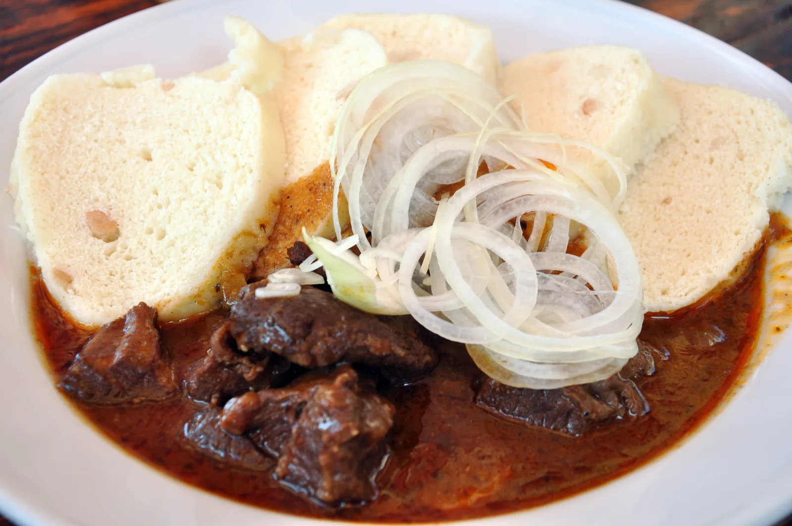 Beef goulash with dumplings